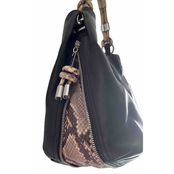 EUC MICHAEL KORS Black Leather Snake Print Bag Purse - Picture 3 of 6